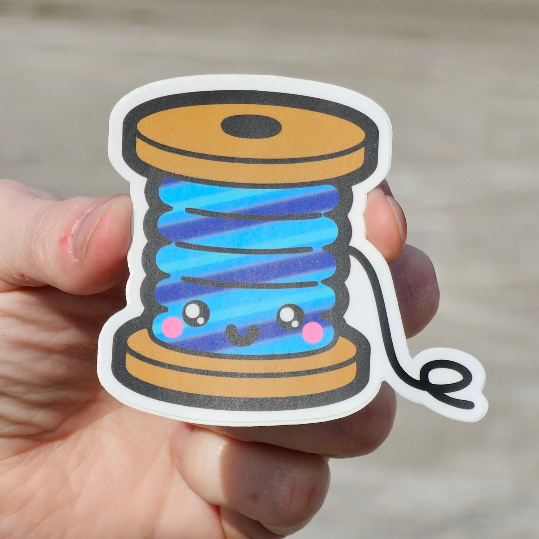 Cute Blue Thread Spool Sticker