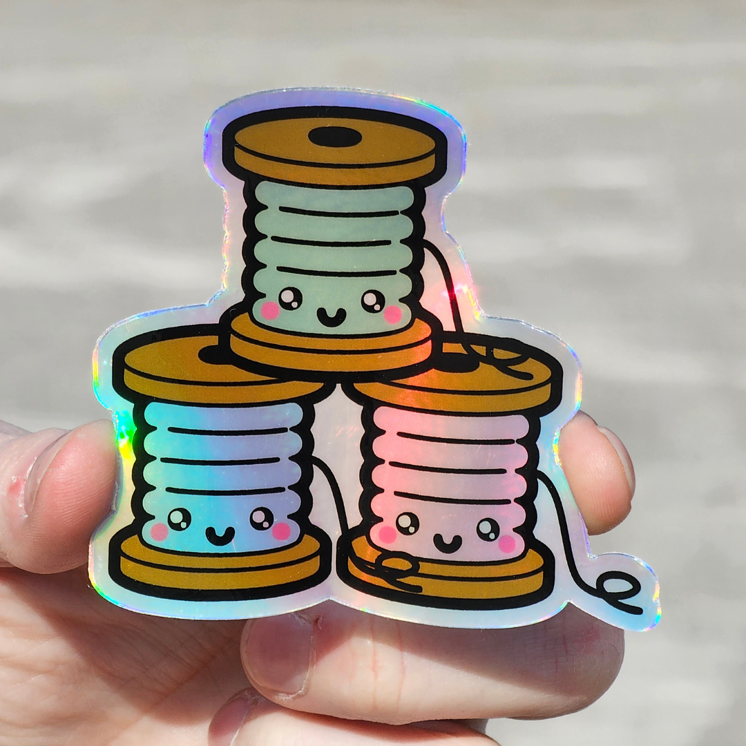Cute Thread Spool Trio Sticker