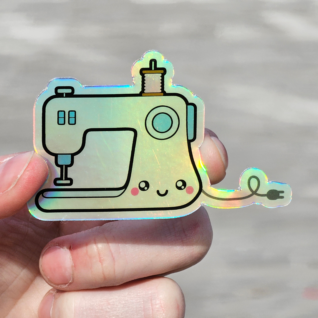 Cute Sewing Machine Holographic Sticker
