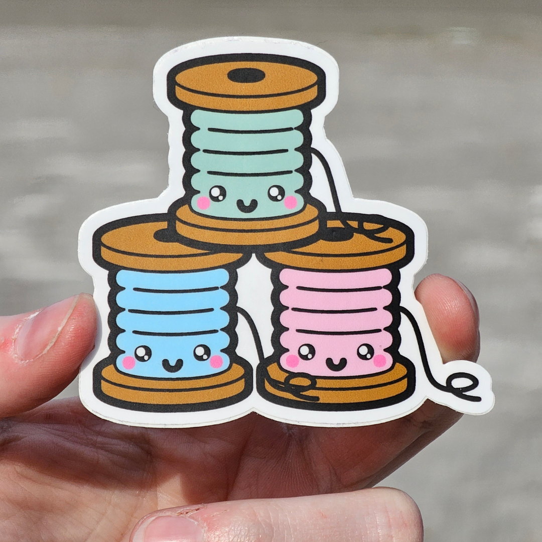 Cute Thread Spool Trio Sticker