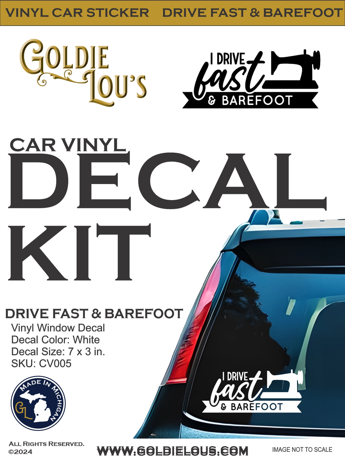 I Drive Fast and Barefoot Car Vinyl Decal Kit