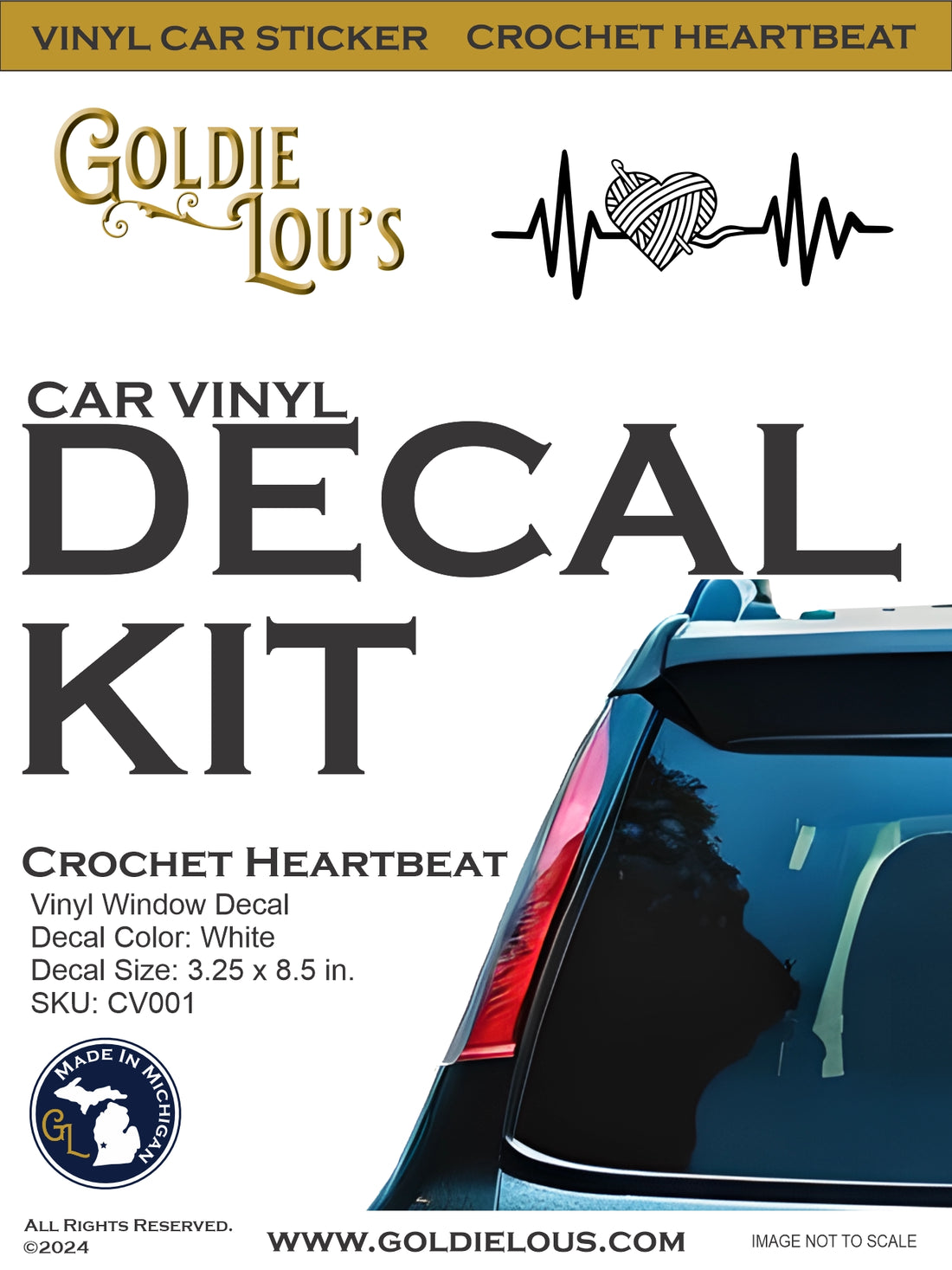 Crochet Heartbeat Car Vinyl Decal Kit