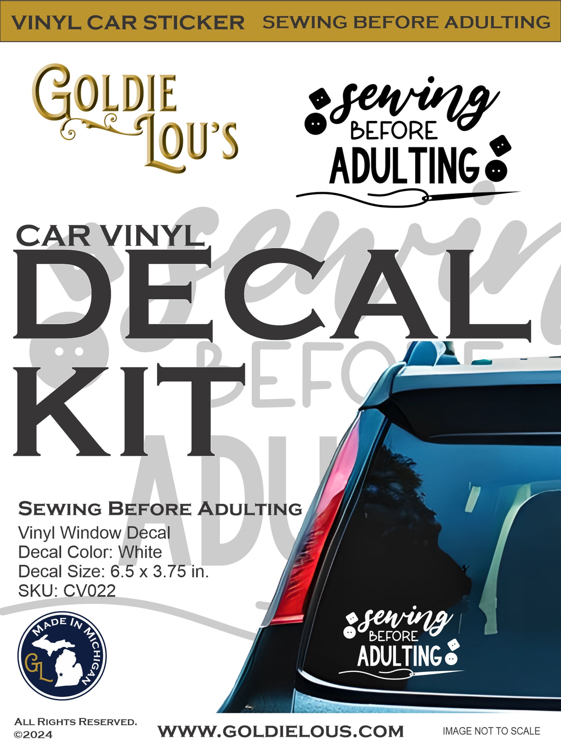 Sewing Before Adulting Car Vinyl Decal Kit