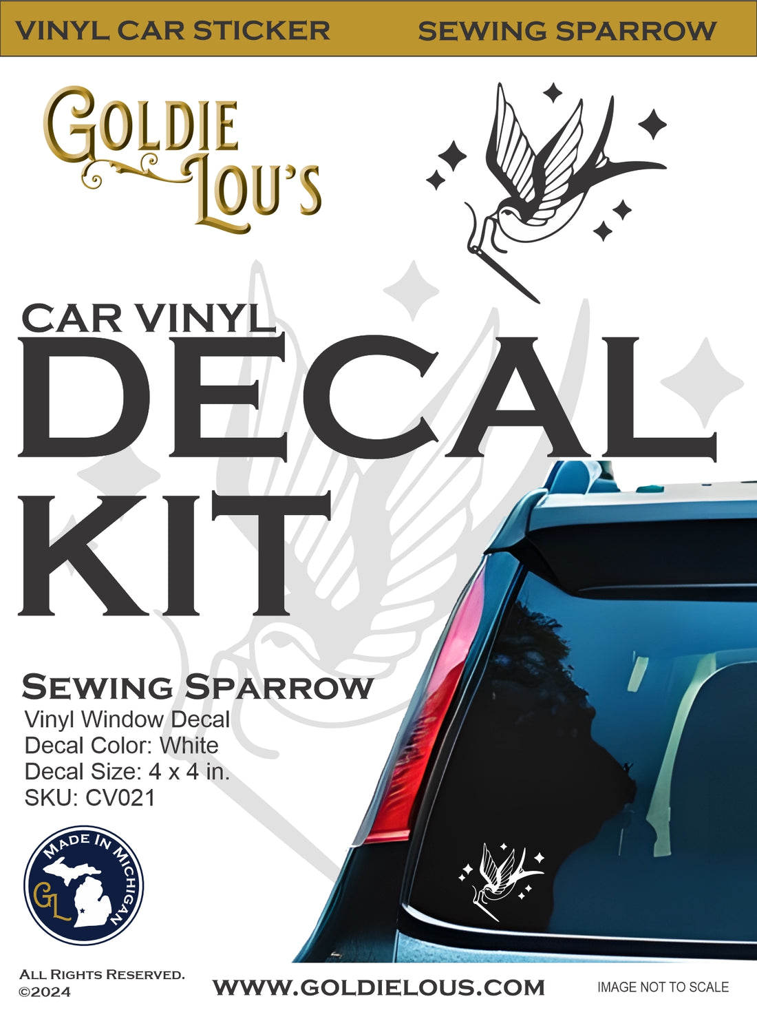 Sewing Sparrow Car Vinyl Decal Kit