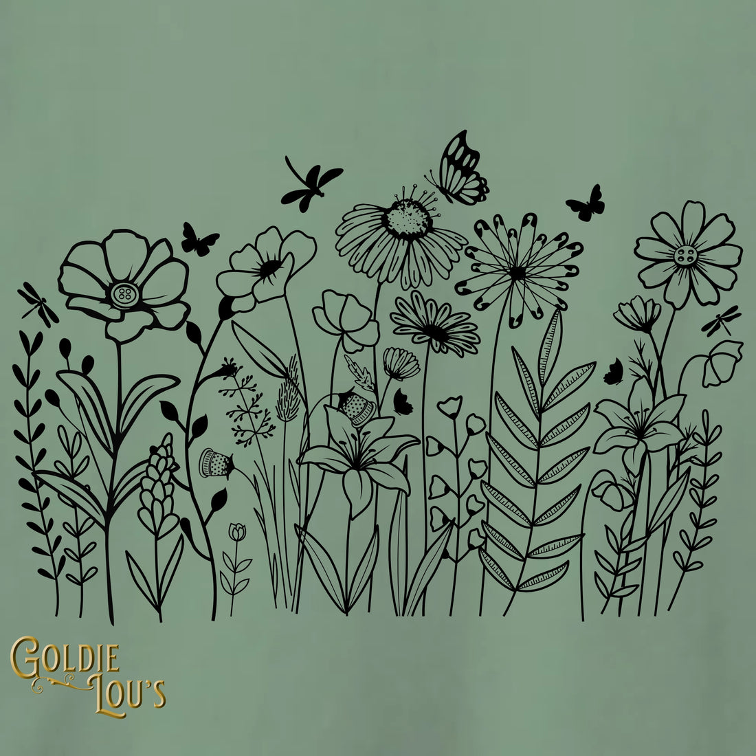Sage Wildflower Notions Quilting T-shirt