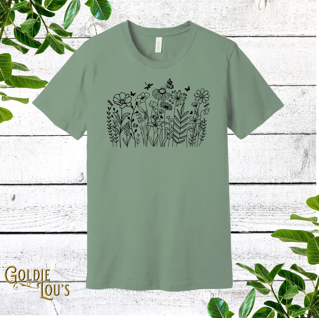 Sage Wildflower Notions Quilting T-shirt