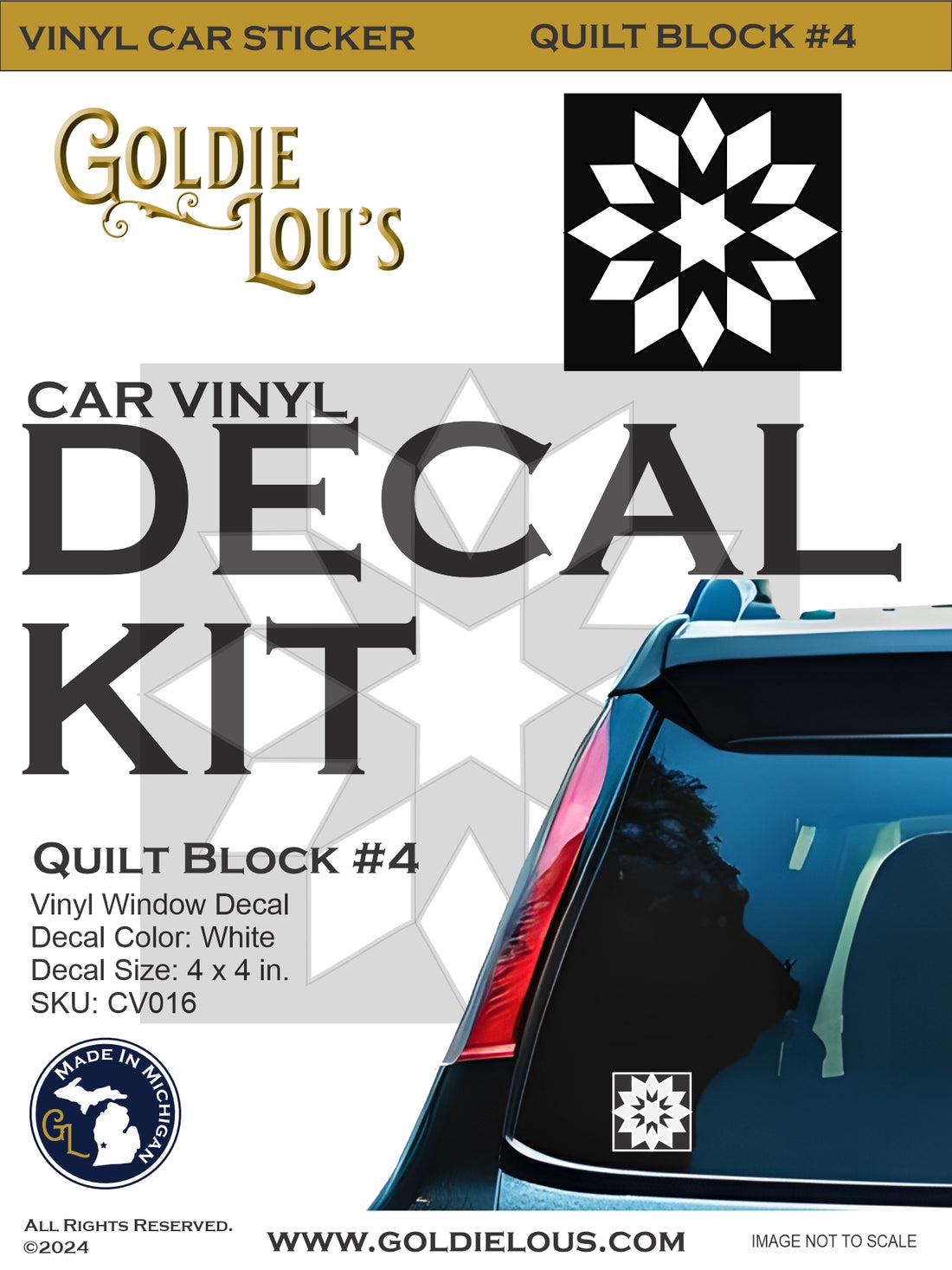 Quilt Block #4 Car Vinyl Decal Kit