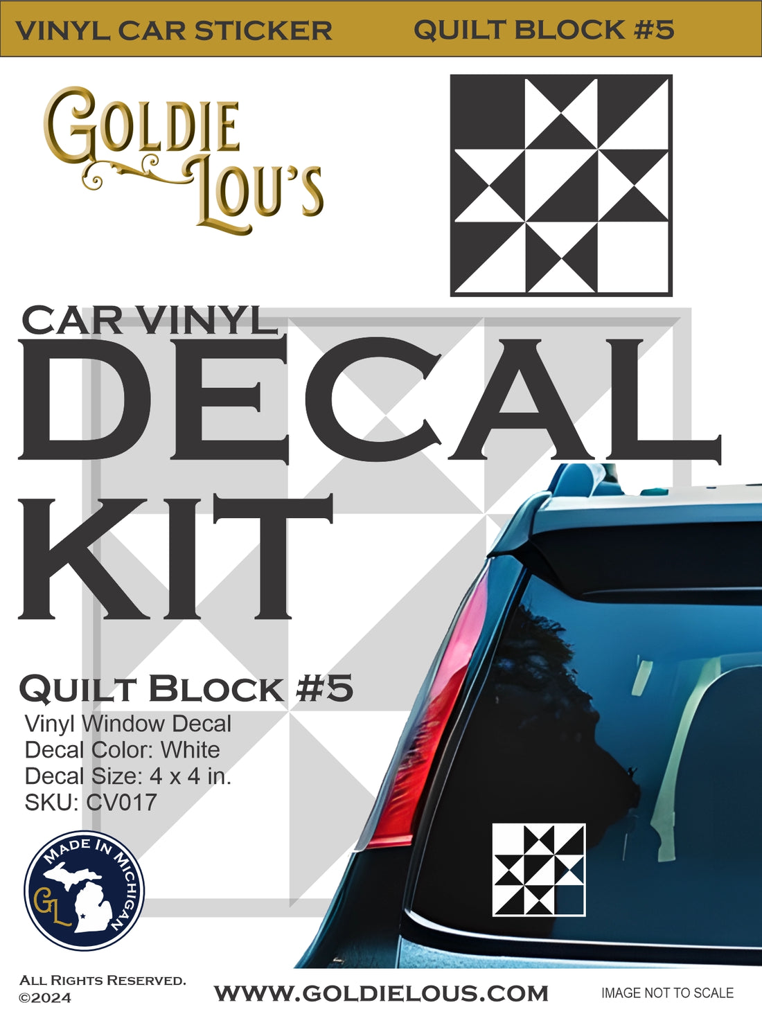Quilt Block #5 Car Vinyl Decal Kit