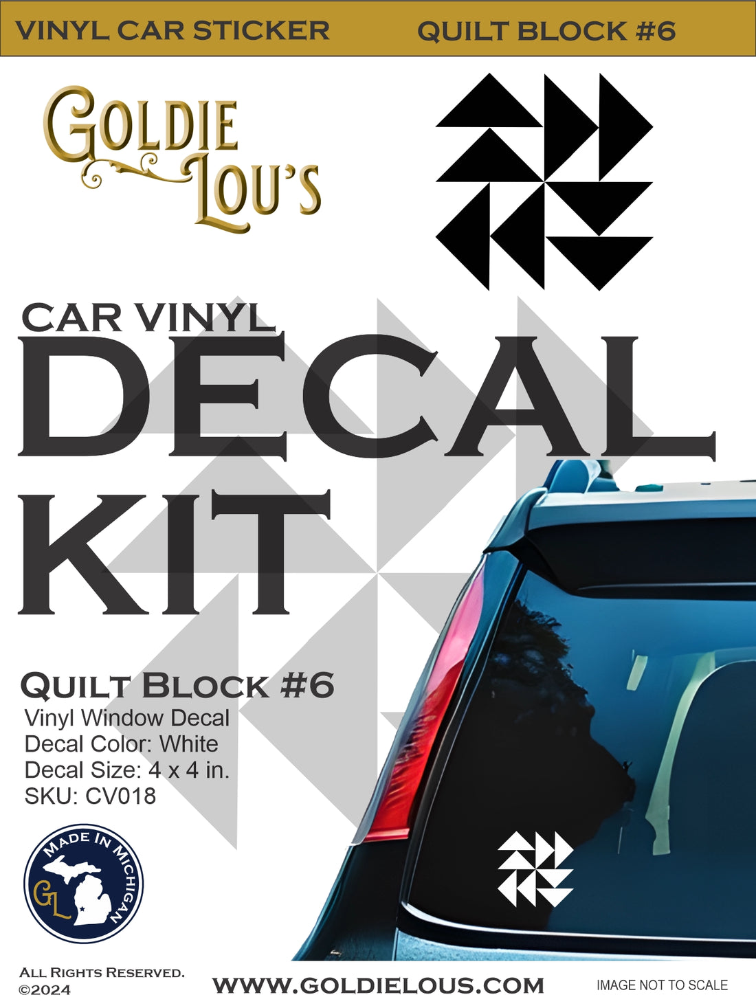 Quilt Block #6 Car Vinyl Decal Kit