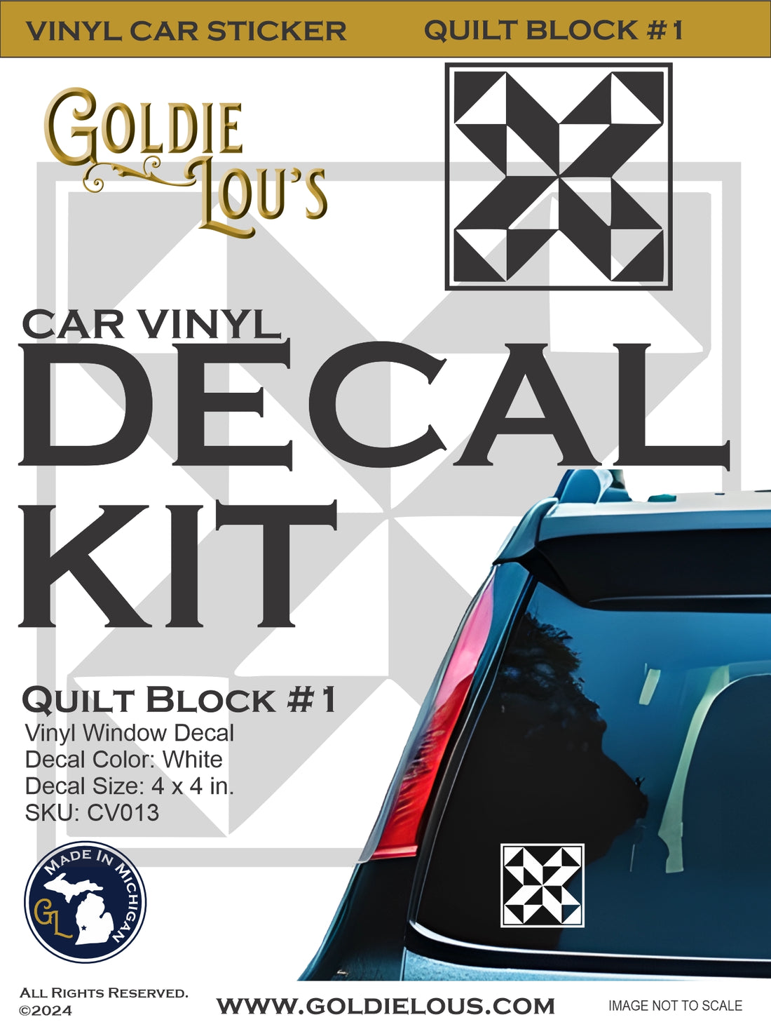 Quilt Block #1 Car Vinyl Decal Kit