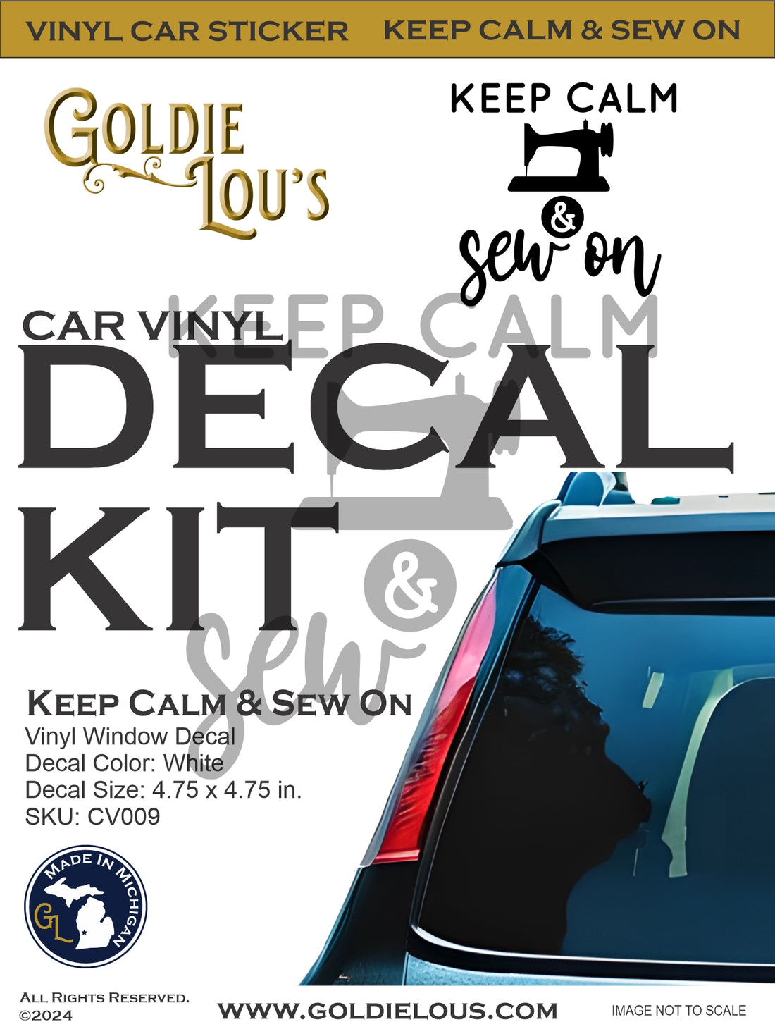 Keep Calm & Sew On Car Vinyl Decal Kit