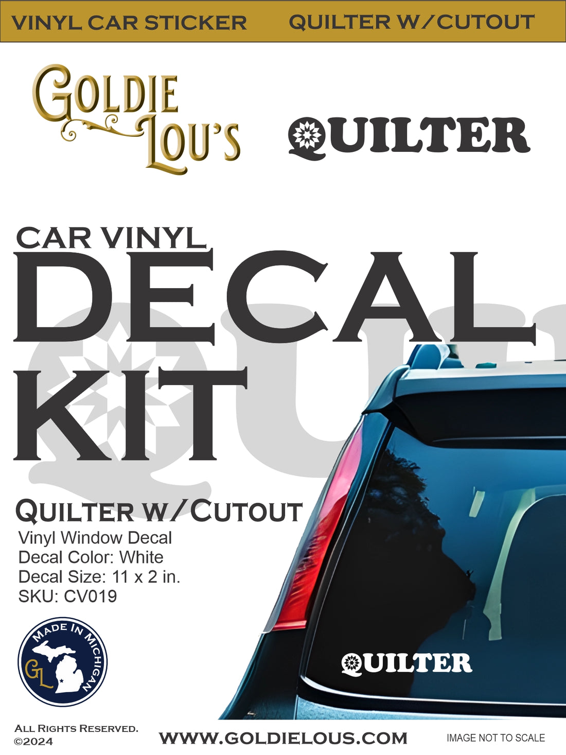 Quilter with Quilt Block Cutout Car Vinyl Decal Kit
