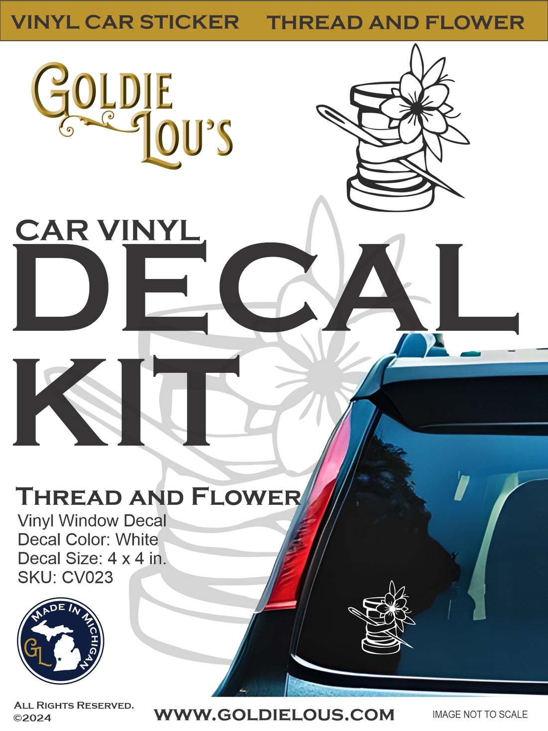 Thread and Flowers Car Vinyl Decal Kit