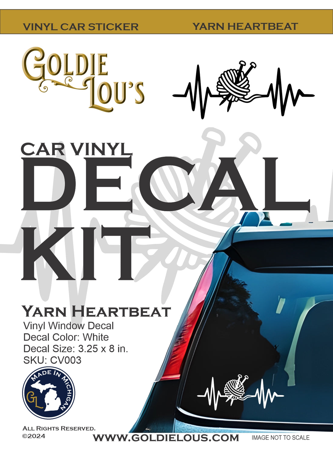 Yarn Heartbeat Car Vinyl Decal Kit