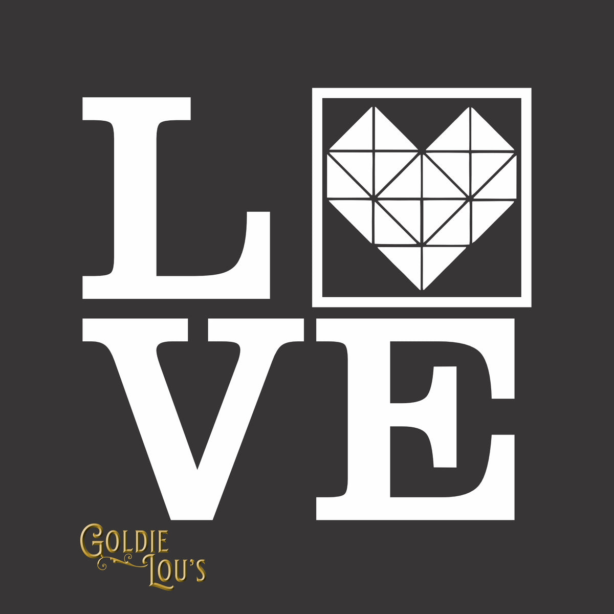 LOVE Quilting Block #2 Car Vinyl Decal, close-up of the design